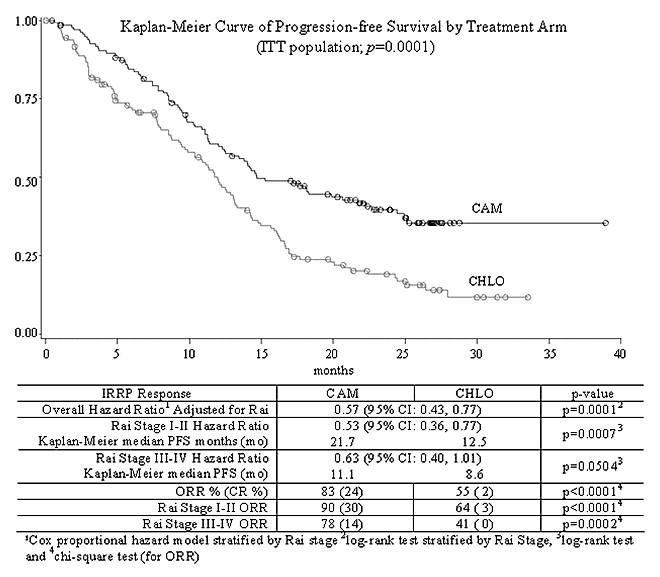 Kaplan Meir Curve of Survival by Treament Arm